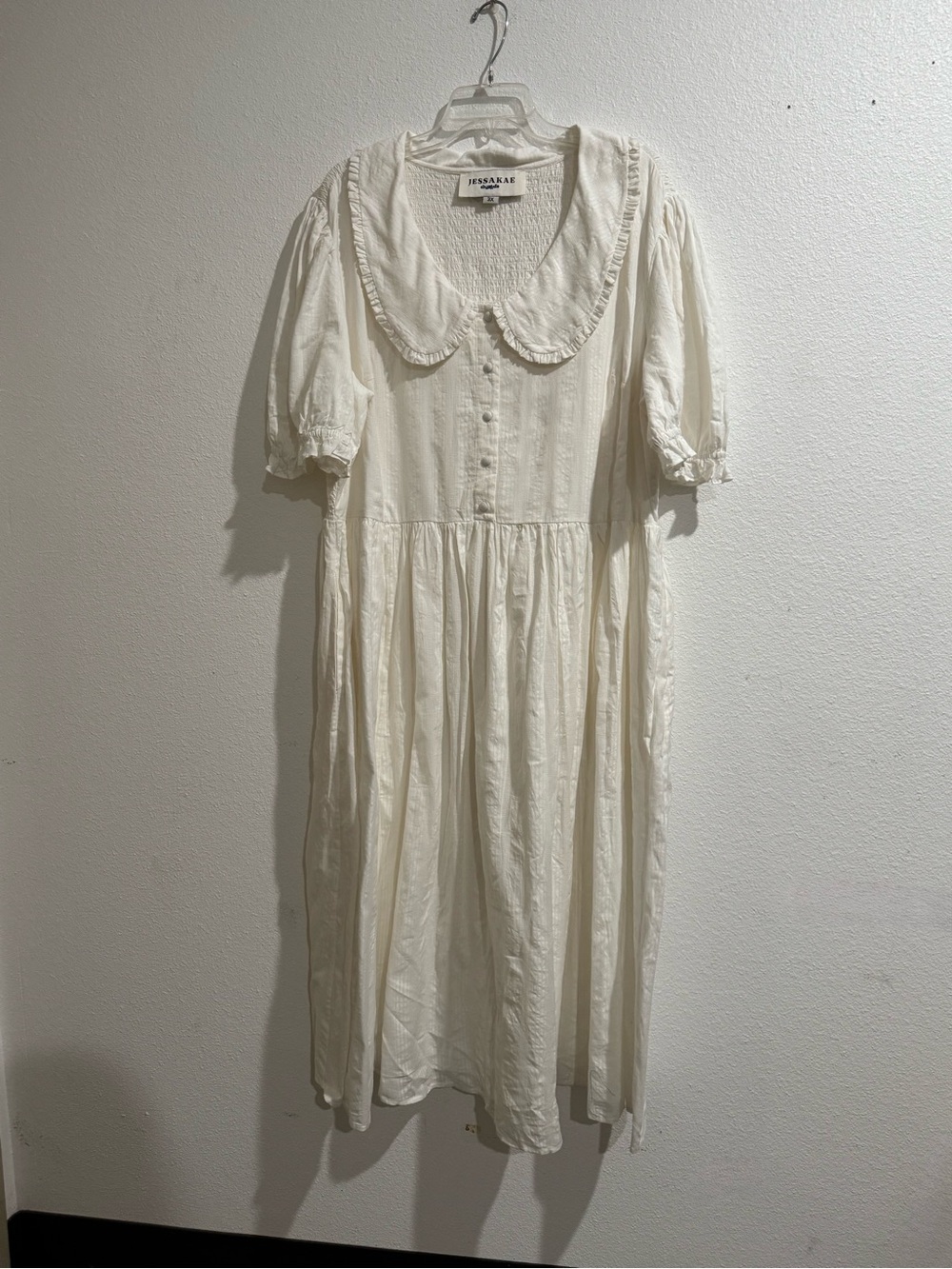 JessaKae Cream Peter Pan-Collar Midi Dress